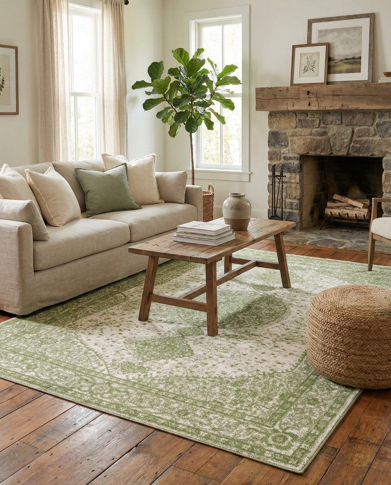 Dover Terrace Collection Area Rug - Marina (Green) Rectangle Green  lifestyle 7