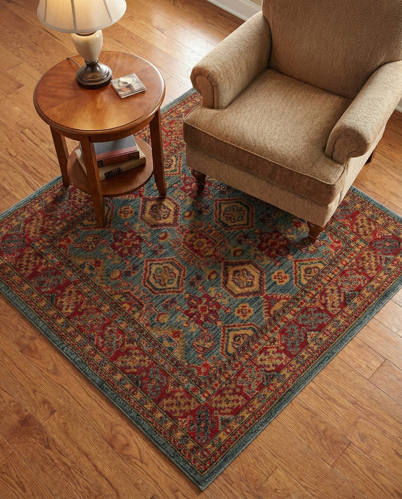 Persian Elegance Collection Area Rug -  Nain Square Light Blue  lifestyle 56
