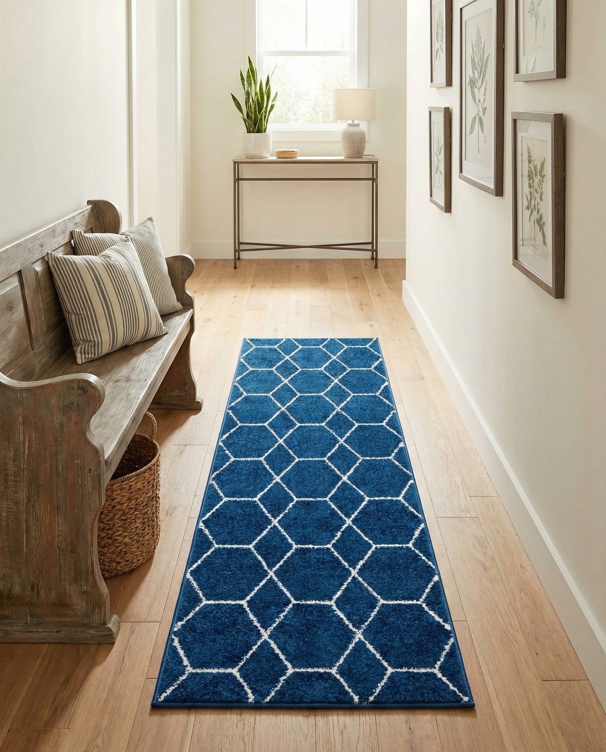 Trellis Mosaic Collection Area Rug - Arborville (Navy Blue) Runner Navy Blue  lifestyle 55
