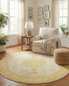 Dover Terrace Collection Area Rug - Marina (Yellow) Round Yellow  lifestyle 21