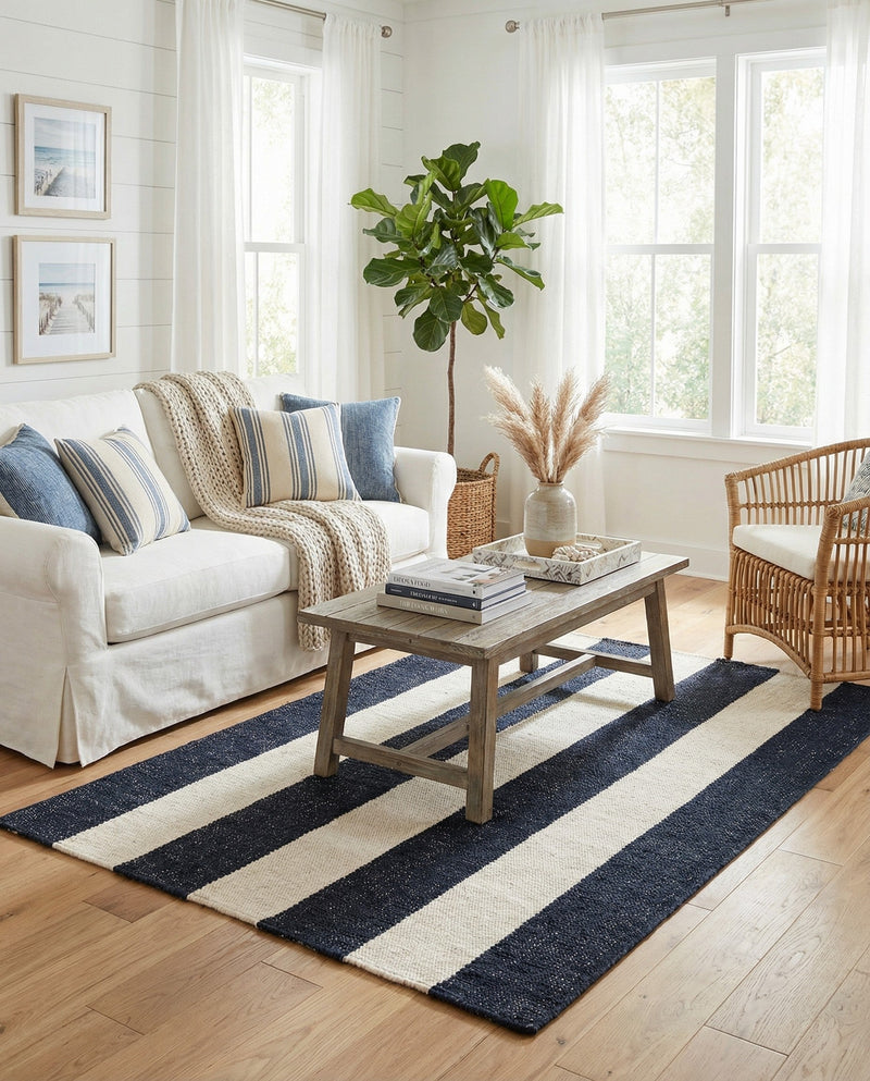 Martha's Vineyard Blueprints Collection Area Rug - Edgartown Rectangle Nautical Navy  lifestyle 48