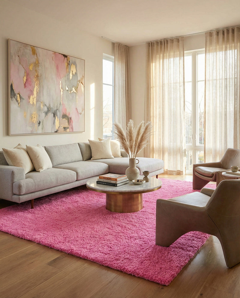 Plush Oasis Collection Area Rug - Serenity (Taffy Pink) Rectangle Taffy Pink  lifestyle 13