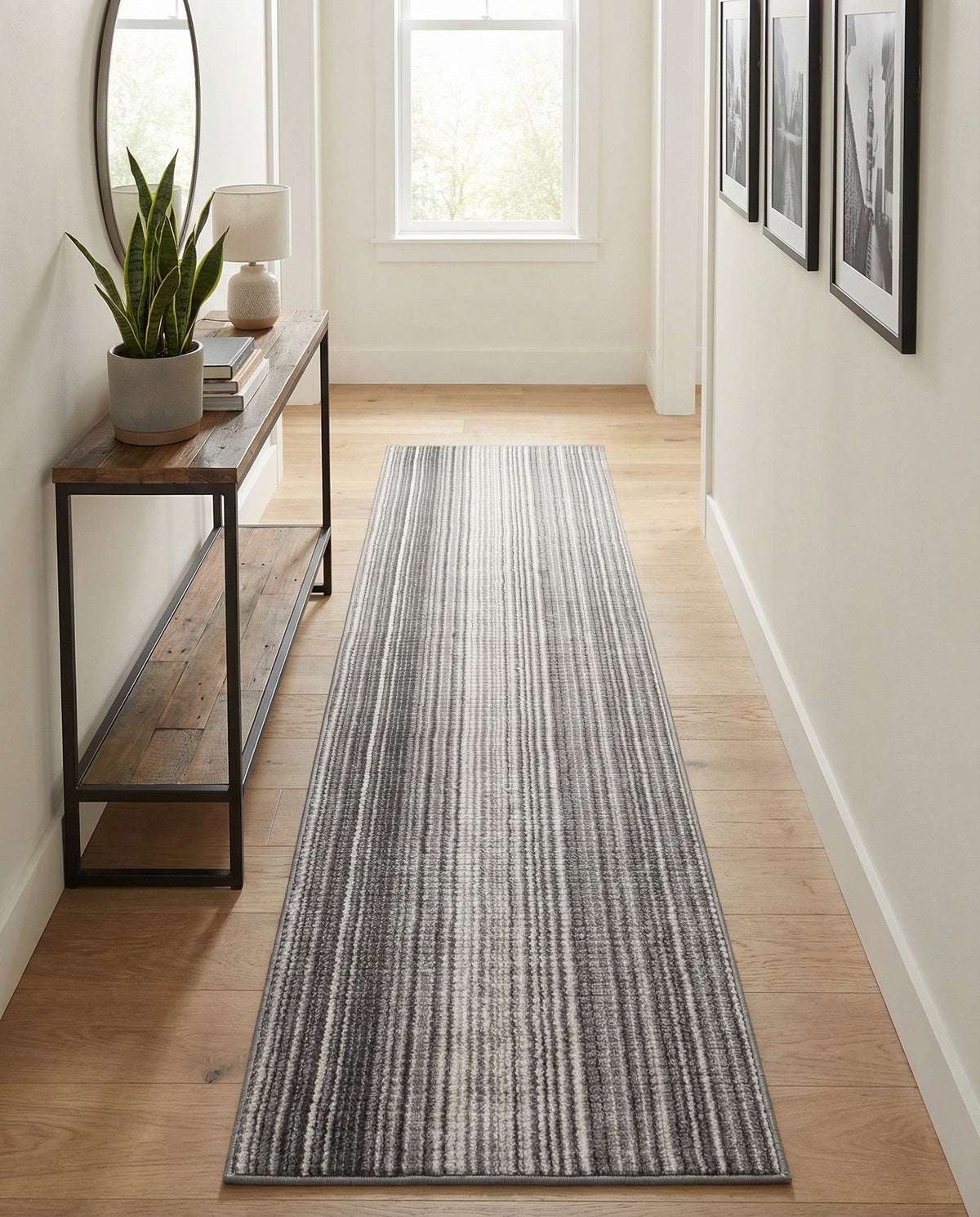 Jewel Oasis Collection Area Rug - Sapphire (Gray) Runner Gray  lifestyle 94