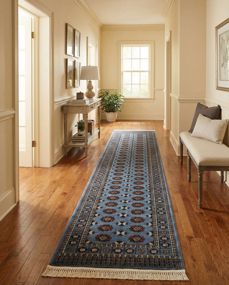 Samarkand Elegance Collection Area Rug -  Margilan (Blue) Runner Blue  lifestyle 76