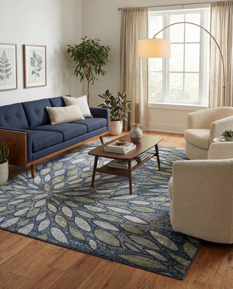 Savannah Elegance Collection Area Rug -  Riverfront Rectangle Navy Blue  lifestyle 47