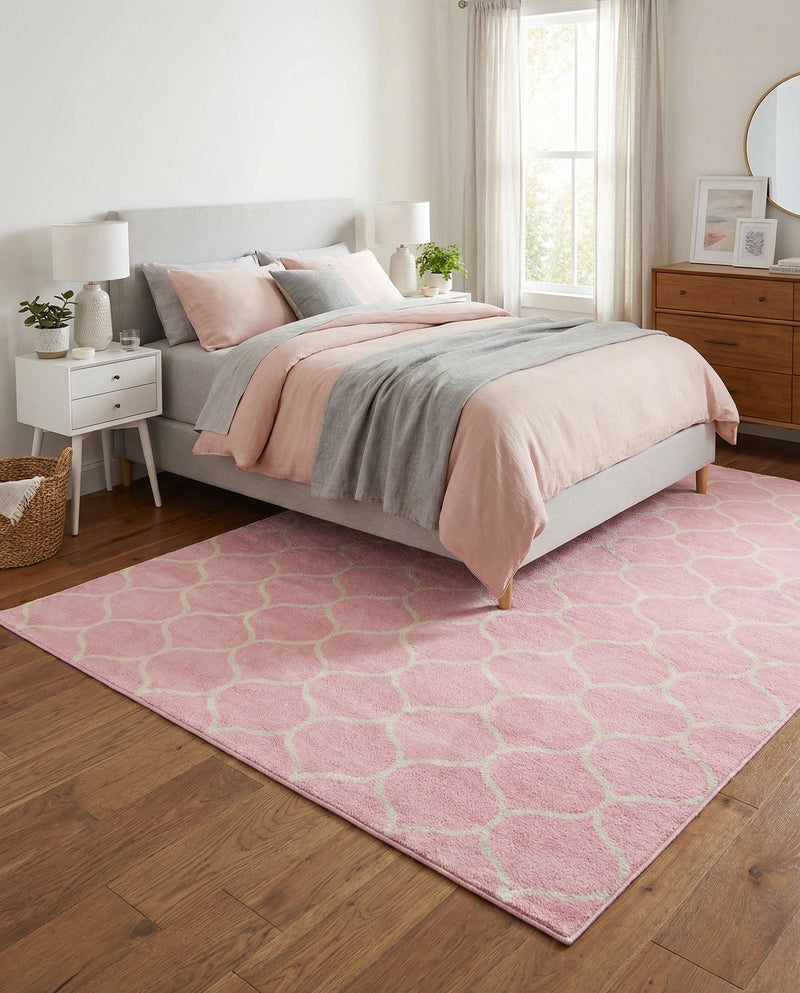Trellis Mosaic Collection Area Rug -  Pergolatown (Light Pink) Rectangle Light Pink  lifestyle 10