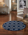 Hollywood Luxe Collection Area Rug -  Beverly (Navy Blue Silver) Round Navy Blue Silver  lifestyle 51