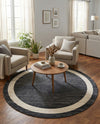 Studio Haven Collection Area Rug -  Alcove (Black) Round Black  lifestyle 54