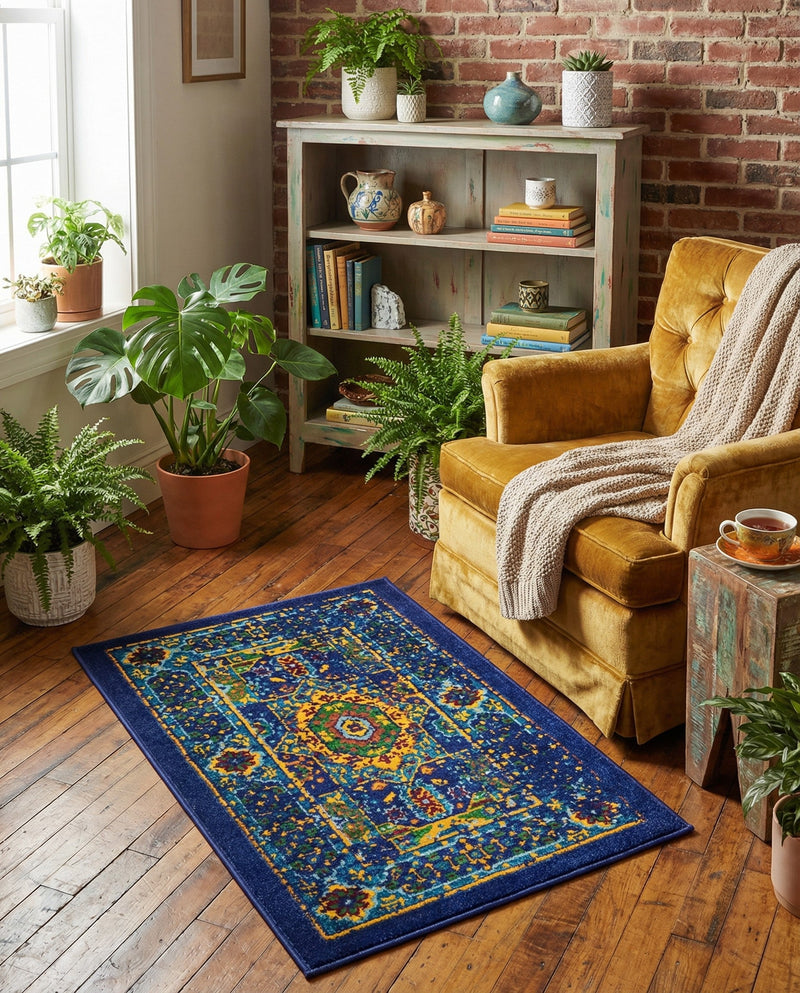 Caribbean Cove Collection Area Rug -  Grenada Rectangle Navy Blue  lifestyle 13