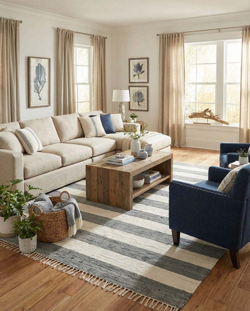Tassel Trail Collection Area Rug - Pathway (Gray) Rectangle Gray  lifestyle 12