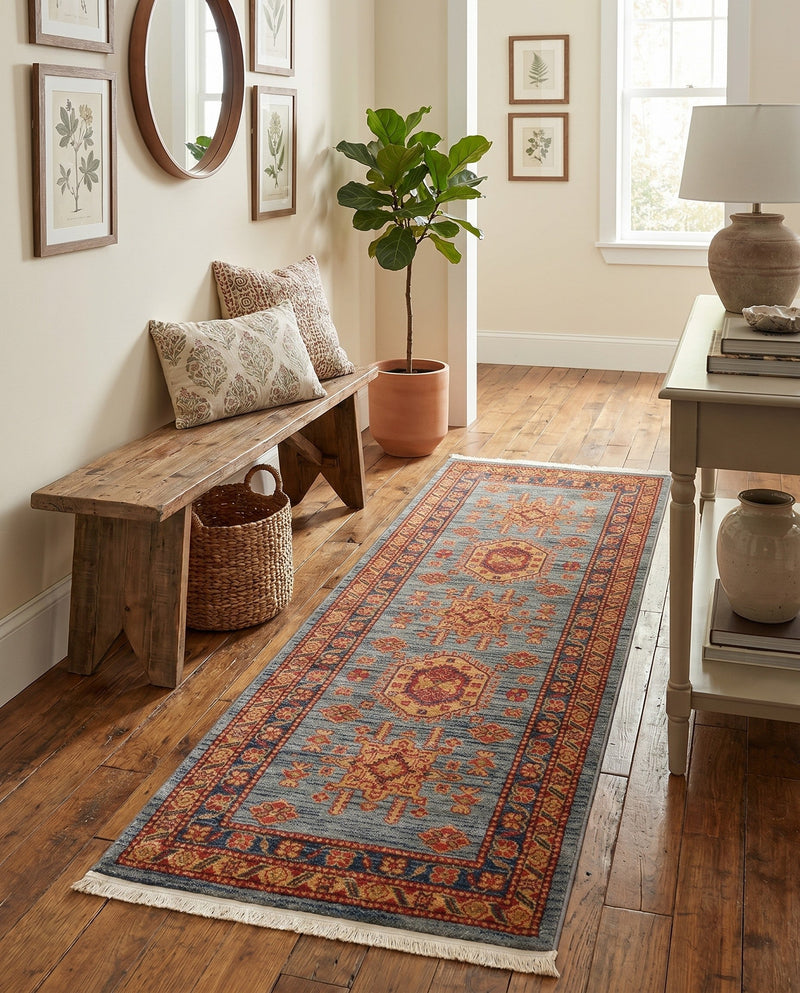 Persian Elegance Collection Area Rug -  Bushehr Runner Light Blue  lifestyle 65