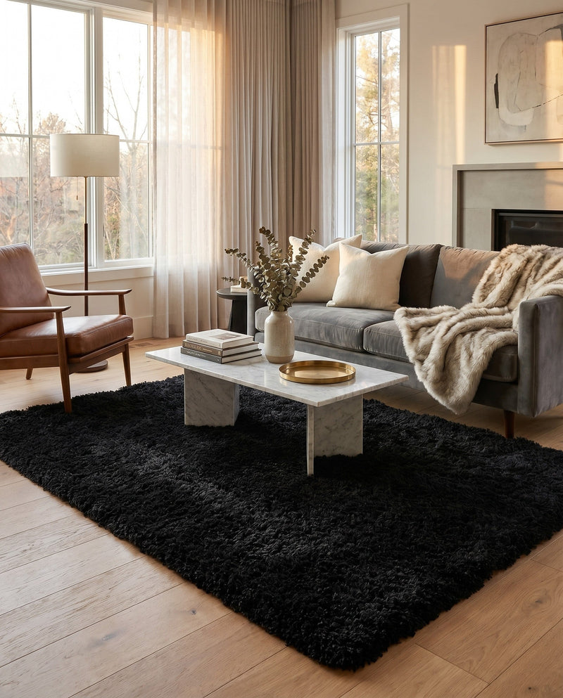 Eternal Plush Oasis Collection Area Rug -  Tranquility (Onyx Black) Rectangle Onyx Black  lifestyle 16
