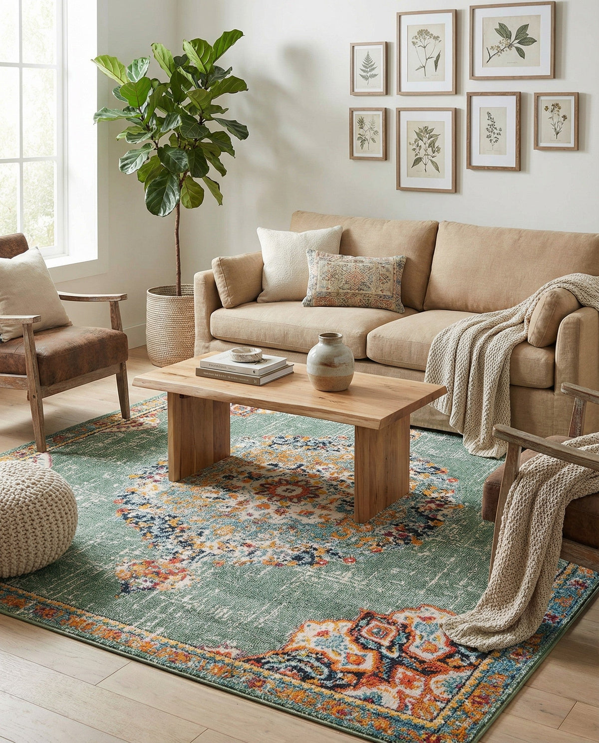 Brighton Terrace Collection Area Rug - Hove (Green) Square Green  lifestyle 94