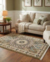 Persian Elegance Collection Area Rug -  Hamedan (Green) Rectangle Green  lifestyle 12