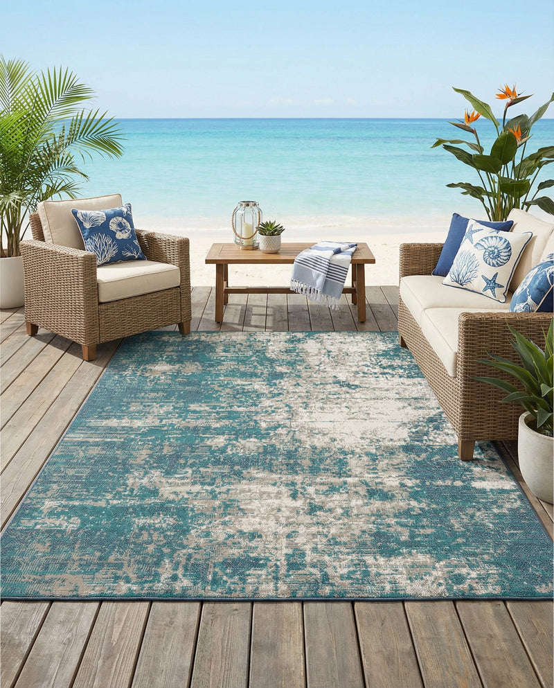 Seaside Haven Rugs Collection Area Rug -  Schooner Rectangle Blue  lifestyle 19