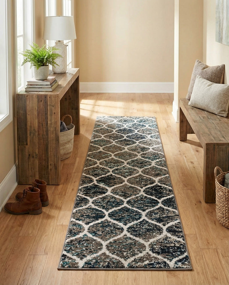 Trellis Mosaic Collection Area Rug -  Pergolatown (Blue Multi) Runner Blue Multi  lifestyle 55