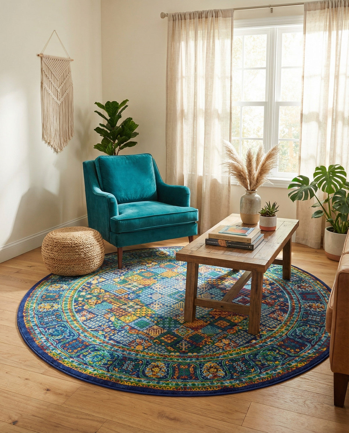 Caribbean Cove Collection Area Rug -  Mustique Round Navy Blue  lifestyle 146