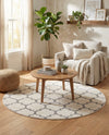 Lattice Gardens Collection Area Rug -  Bloomfield (Beige and Gray) Round Beige and Gray  lifestyle 78
