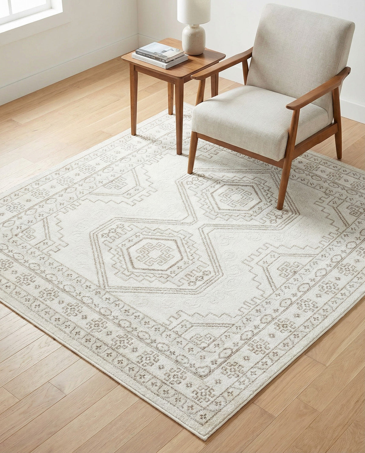 Savannah Elegance Collection Area Rug -  Tybee (Ivory) Square Ivory  lifestyle 93