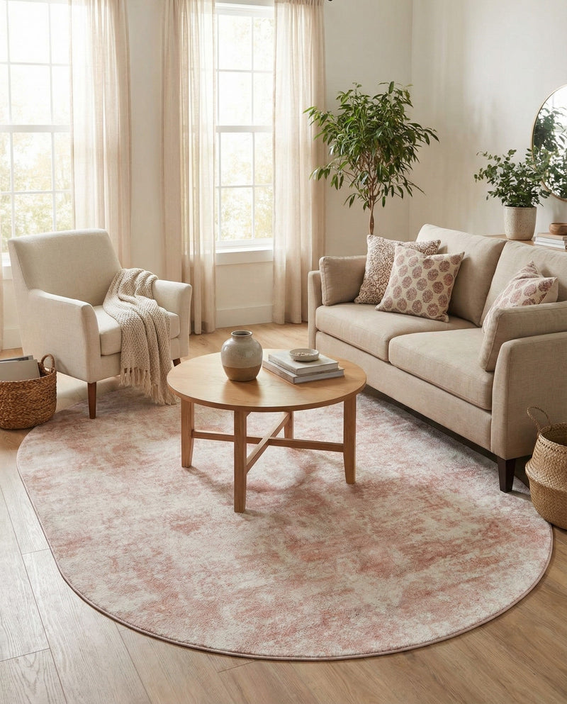 Luminara Sands Collection Area Rug - Elysium (Carnation Pink) Oval Carnation Pink  lifestyle 32
