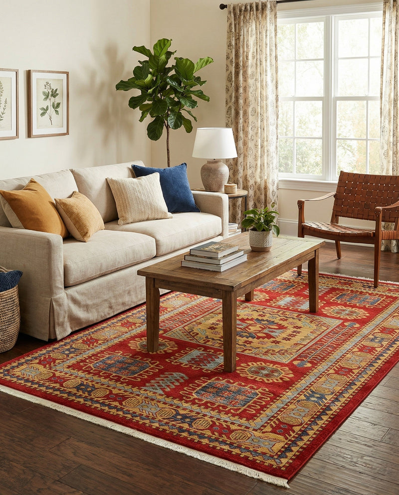 Persian Elegance Collection Area Rug -  Zanjan Rectangle Red  lifestyle 11