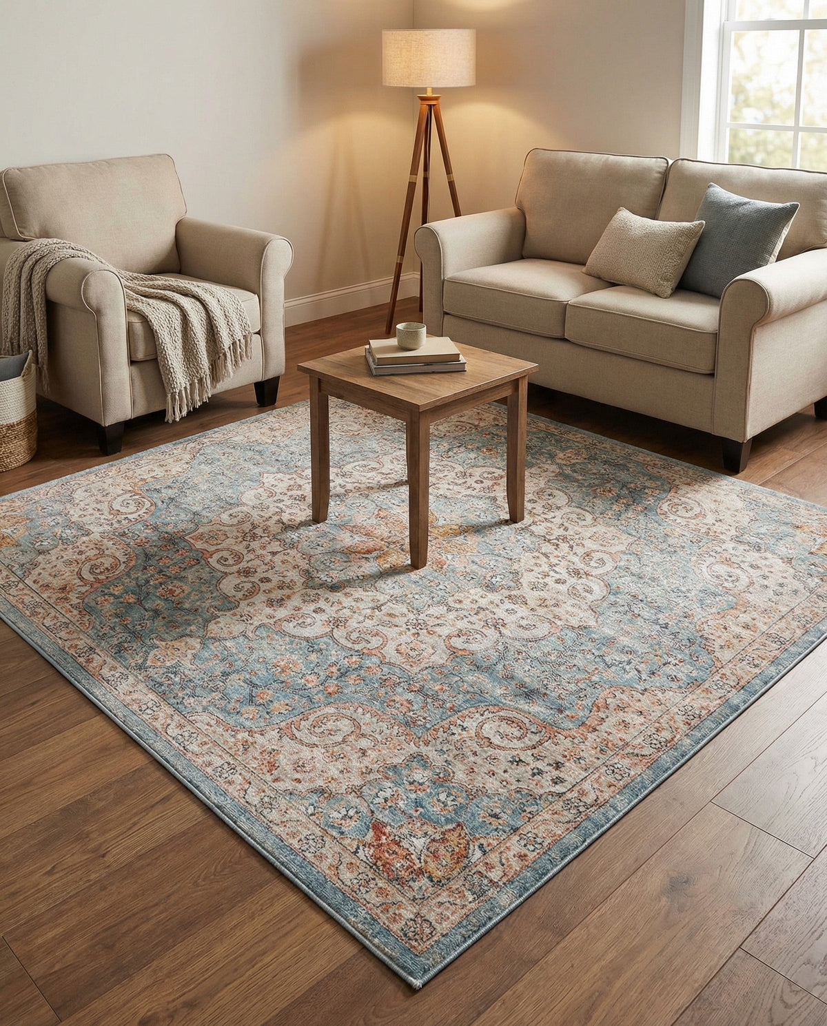 Coastal Haven Collection Area Rug - Seabreeze (Blue) Square Blue  lifestyle 103