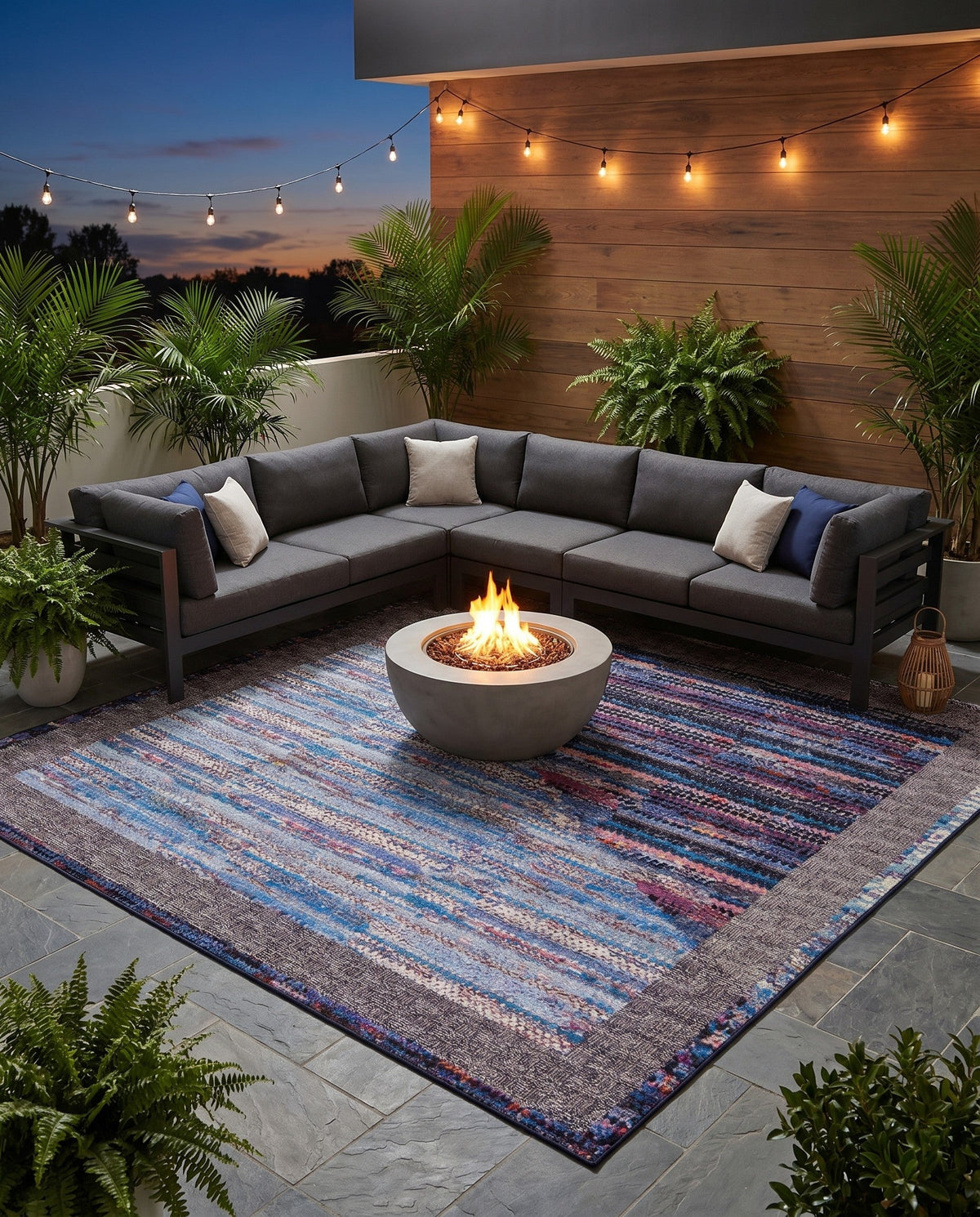 Urban Terrace Collection Area Rug -  Oasis Square Multi  lifestyle 90