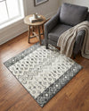 Mediterranean Lattice Collection Area Rug -  Casablanca (Ivory and Gray) Square Ivory and Gray  lifestyle 85