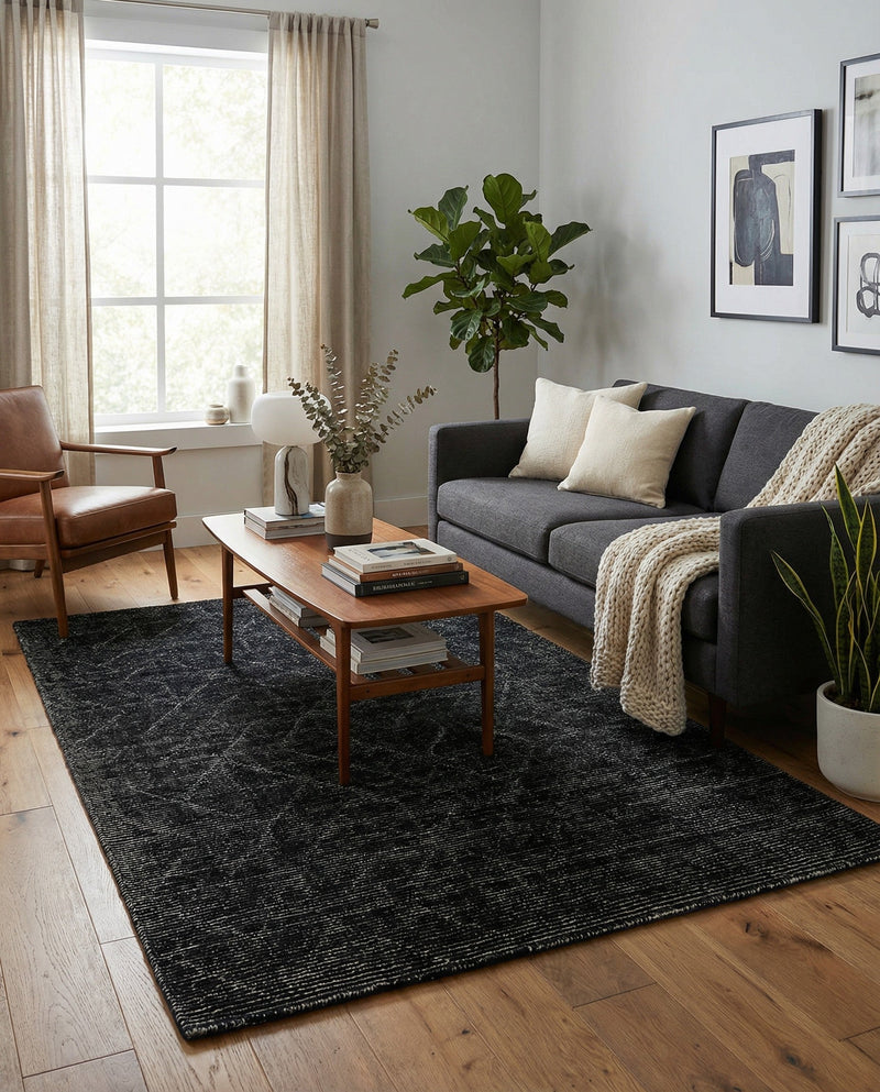 Nordic Loom Geometric Collection Area Rug - Oslo Rectangle Jet Black  lifestyle 37