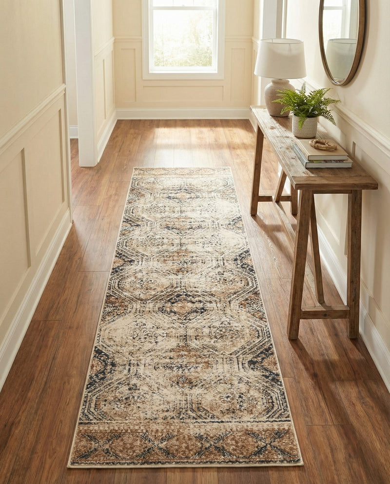 Coastal Manor Collection Area Rug -  Oceanfront Runner Blue Beige  lifestyle 41