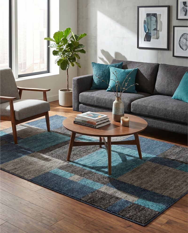 Autumn Meadow Collection Area Rug -  Sycamoreside (Blue Gray) Rectangle Blue Gray  lifestyle 6