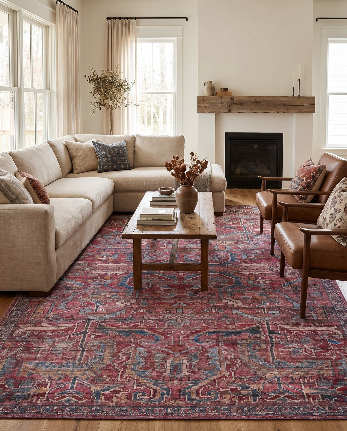 Zahara Oasis Collection Area Rug -  Tangier Rectangle Rust Red  lifestyle 18