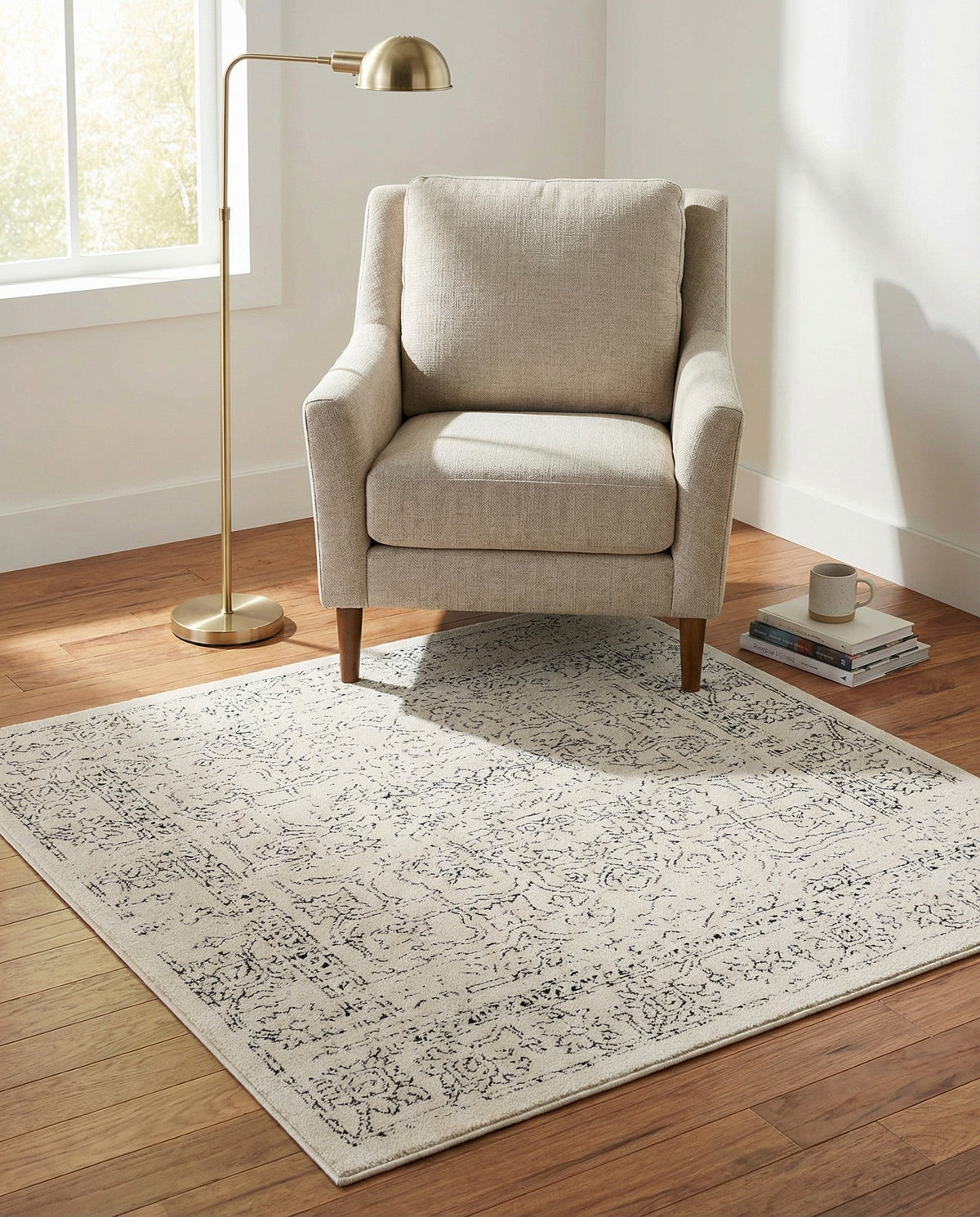 Savannah Soiree Collection Area Rug -  Everglade (White) Square White  lifestyle 88