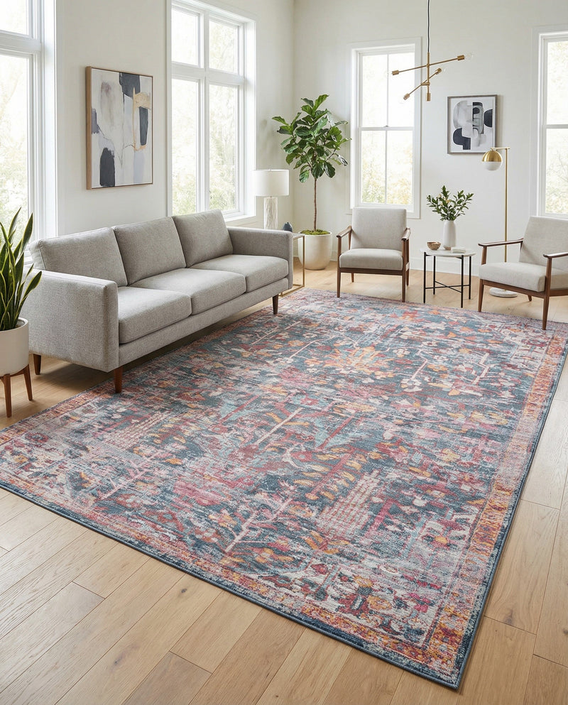 Zahara Oasis Collection Area Rug -  Nador Rectangle Navy Blue  lifestyle 12