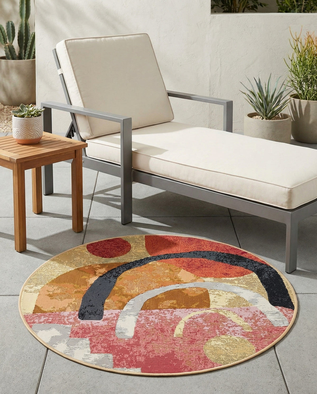 Urban Terrace Collection Area Rug -  Skyline Round Multi  lifestyle 81