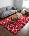 Berber Lattice Shag Collection Area Rug - Atlas (Burgundy Red) Rectangle Burgundy Red  lifestyle 17