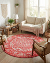 Georgetown Rugs Collection Area Rug - Dupont (Pink) Round Pink  lifestyle 44