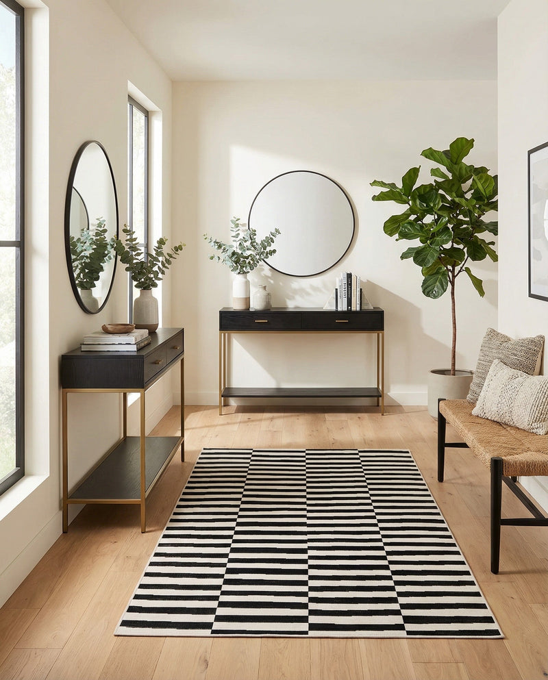 Soho Elegance Collection Area Rug -  Hudson (Black) Rectangle Black  lifestyle 25