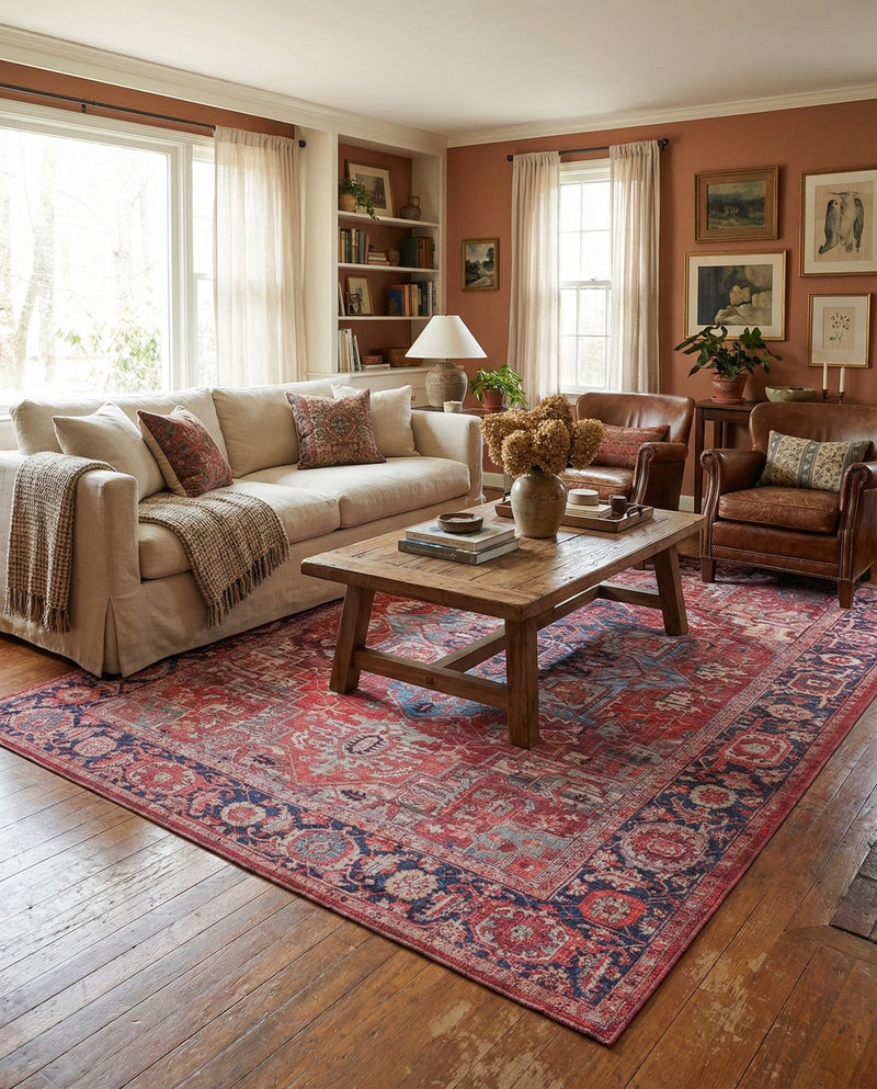 Zahara Oasis Collection Area Rug -  Essaouira Rectangle Rust Red  lifestyle 7