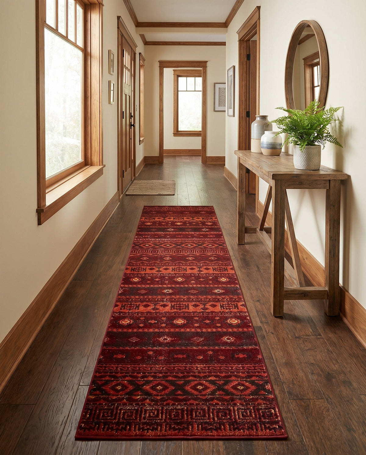 Geneva Terrace Collection Area Rug - Montreux Runner Rust Red  lifestyle 180