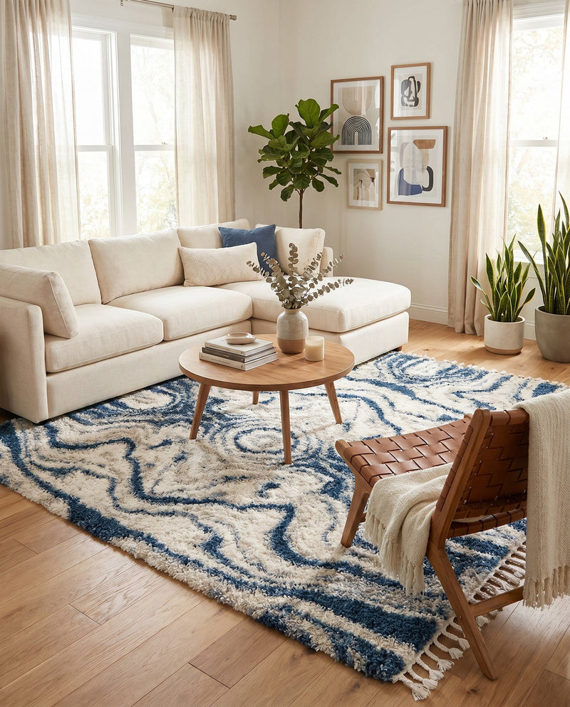 Cozy Cove Shag Collection Area Rug -  Seabreeze Rectangle Blue  lifestyle 32