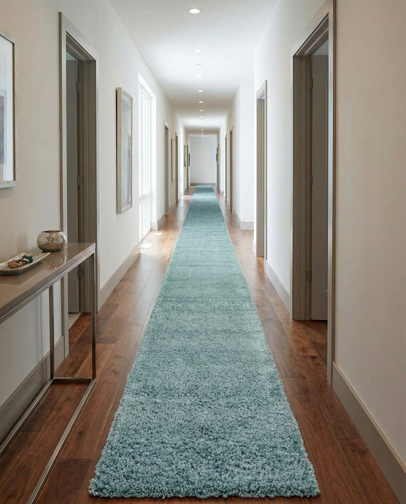 Plush Oasis Collection Area Rug - Serenity (Light Slate Blue) Runner Light Slate Blue  lifestyle 40