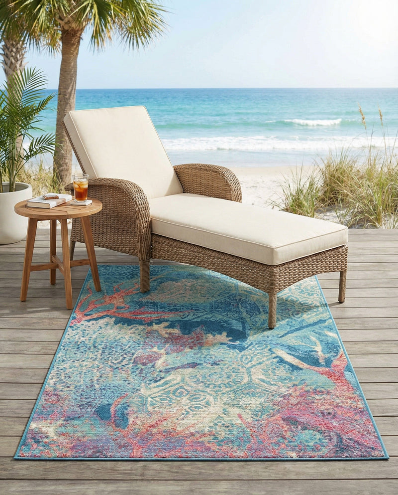 Seaside Haven Rugs Collection Area Rug - Marina Rectangle Multi  lifestyle 30