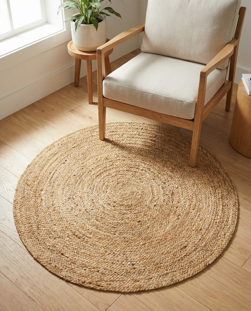 Woven Seaside Elegance Collection Area Rug - Coastline Round Natural  lifestyle 54