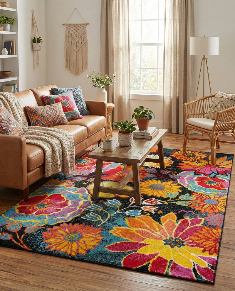 Venetian Elegance Collection Area Rug -  Accademia Rectangle Black  lifestyle 70