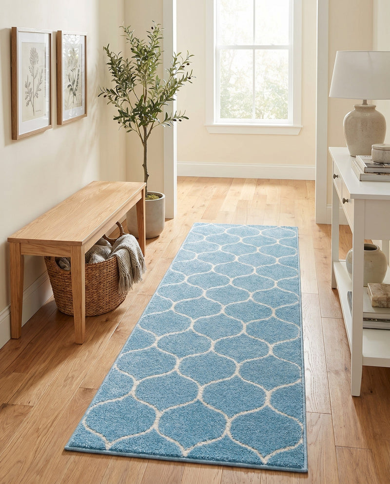 Trellis Mosaic Collection Area Rug -  Pergolatown (Light Blue) Runner Light Blue  lifestyle 50