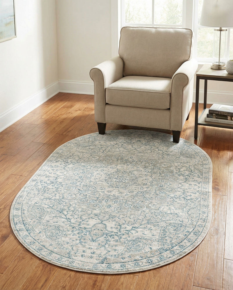 Coastal Haven Collection Area Rug - Seabreeze (Gray) Oval Gray  lifestyle 76
