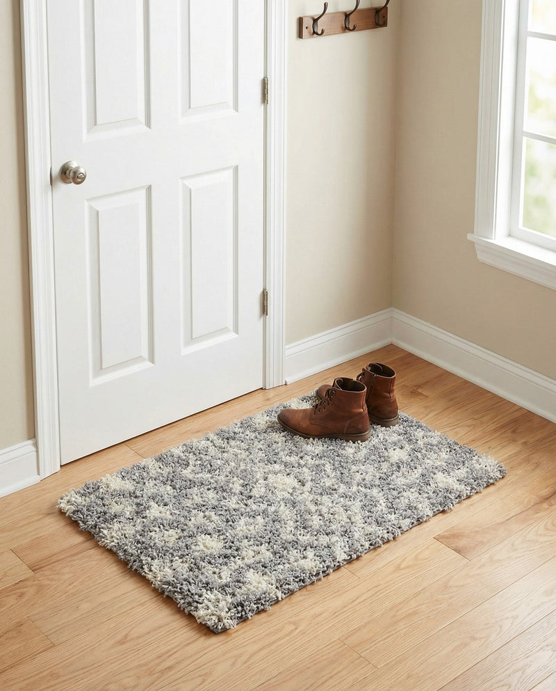 Berber Lattice Shag Collection Area Rug - Atlas (Gray) Rectangle Gray  lifestyle 6