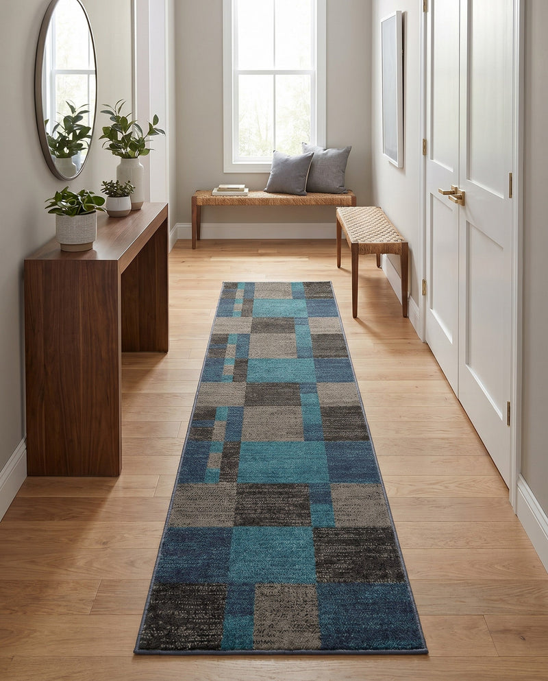 Autumn Meadow Collection Area Rug -  Sycamoreside (Blue Gray) Runner Blue Gray  lifestyle 72