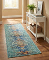 Venetian Tapestry Collection Area Rug -  Giudecca Runner Turquoise  lifestyle 45